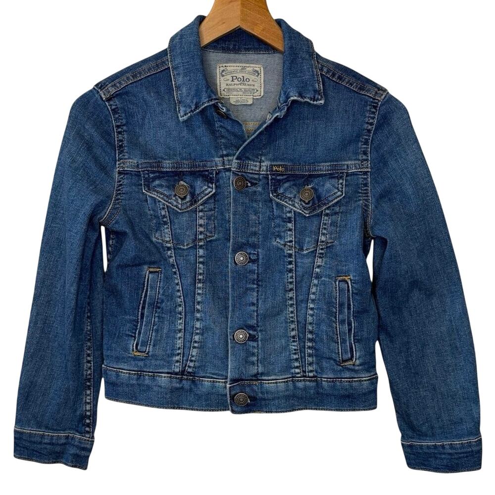 Polo Ralph Lauren Girls Classic Denim Medium Wash Blue Jacket Button Up Size 8